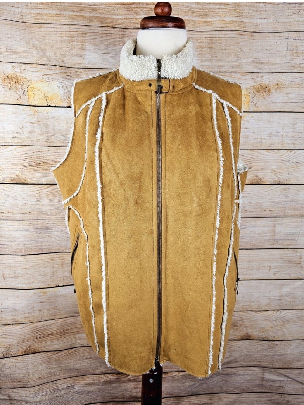 Dennis by Dennis Basso Faux Suede Sherpa Vest Size Xlarge
